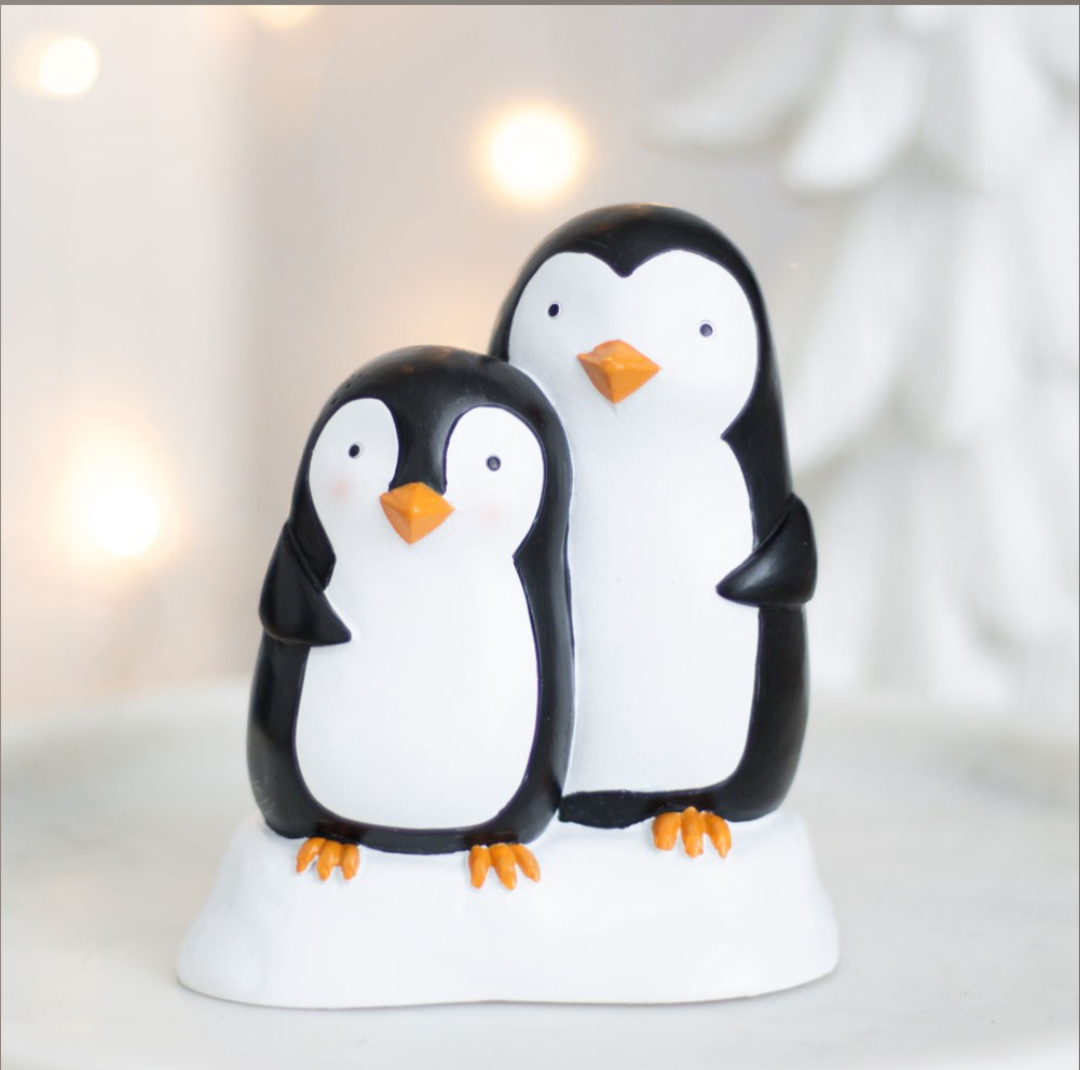 Snuggle Season Resin Penguin Ornament