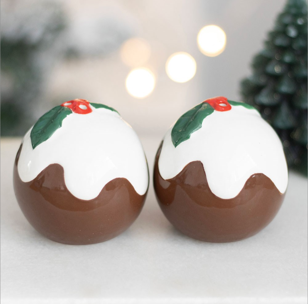 Christmas Pudding Salt and Pepper Shakers